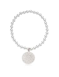 Mandala Charm Stretch Bracelet in Sterling Silver