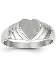 14k White Gold Childs Heart Signet Ring