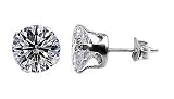 Sterling Silver Nickel Free Rhodium Finish Round 2.00 cttw Cubic Zirconia Clear Stud Earrings - 2mm