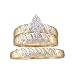 10k. Yellow Gold Marquee Shaped 3pc. Diamond Wedding Set For Him and Her " Size 7 For Her and Size 10 For Him "