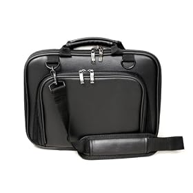 CaseCrown Premium Double Memory Foam Thin Case With Shoulder Strap (Black w/Pocket) for HP Compaq Mini 110c 10.1 inch Netbook