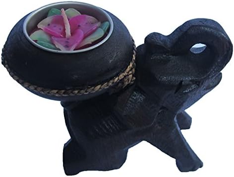 Gift and decor Southeast Asia style elephant and nickle Sheet carved elephant wooden Candle Stand