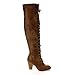 Forever Camila-48 Womens Chunky Heel Lace Up Over The Knee High Riding Boots,Tan,7