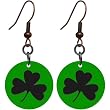Green Black Shamrock Earrings