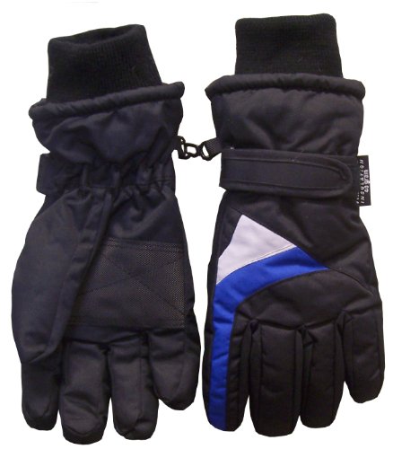 N'Ice Caps Boys Thinsulate and Waterproof Colorblocked Ski Glove (black/royal/charcoal grey)