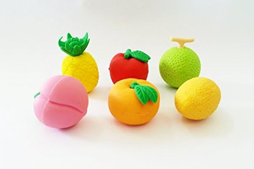 6 of Assorted Fruit Fun Erasers Set
