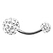 MSmask Elegant Round Twinkle Fashion Crystal Steel Belly Button Ring Navel Ring Bar Body Piercing Jewelery Stud Barbell (Silver + White)