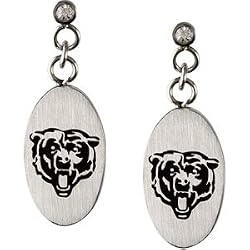 Stainless Steel Chicago Bears Logo Dangle Earrings