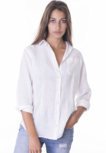 CAMIXA Women's Crushed Linen Casual Button-down Shirt Start from the basic