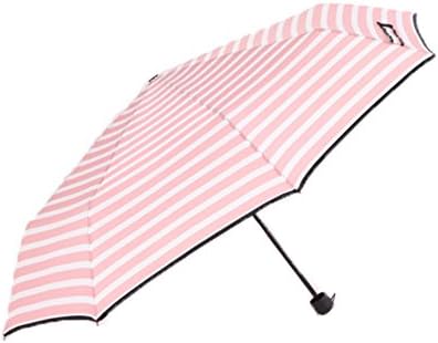 MINGXIN011 Travel Portable Triple-Folding Umbrella Slim Stripes Canopy Compact Travel Tote Collapsible Parasol 4 Colors