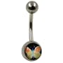 14 Gauge 7/16" Butterfly Inlay Curved for Navel - Belly Area Surgical Steel Barbell