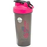 BlenderBottle Full Color Bottles - New Black Translucent Color with Shaker Ball - Pink - 28oz