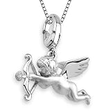 Platinum Plated 925 Sterling Silver Love Connection Cupid Charm With 925 S...