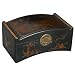 EXP Hand-painted 16" Black Leather Songbird & Butterfly CD Storage Box With Crescent Lid
