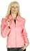 Women's Salmon Pink Short Zipper Leather Jacket - Color : pink - Size : Large
