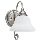 Sea Gull Lighting 41105-965 Single-Light Montclaire Wall and Sconce, Antique Brushed Nickel with Etched White Alabaster Glass Shade