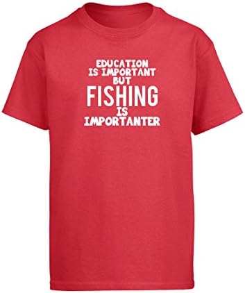 Education Is Important but Fishing Is Importanter Men's T-shirt (Red, XX-Large)