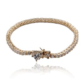 18k Yellow Gold Plated Sterling Silver Cubic Zirconia Tennis Bracelet, 7.25 by 