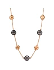 Tahitian Black Pearl Necklace in 14K Rose Gold (8-9mm)
