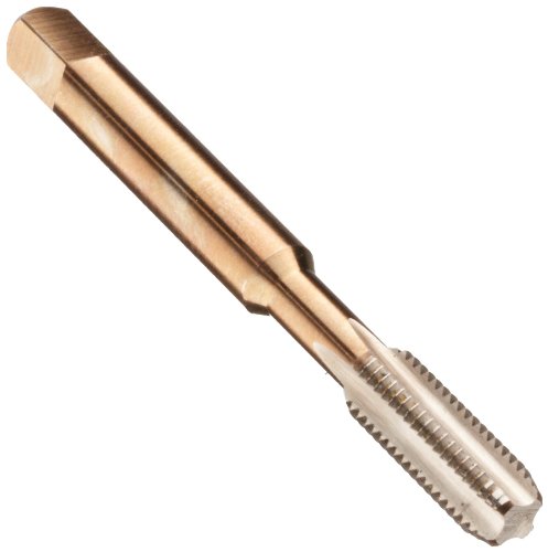 Dormer E071 High-Speed Steel Straight Flute Tap, Gold Oxide Finish, Round Shank With Square End, Bottoming Chamfer, 1/4"-28 Thread Size