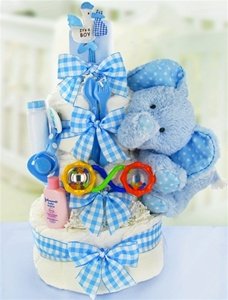 Gingham & Giggles Three Tier Diaper Cake-Boy