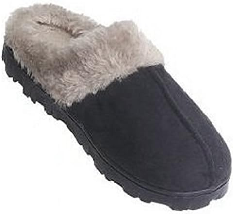Womens Faux Shearling Indoor/outdoor Slippers (Black, X-Large)
