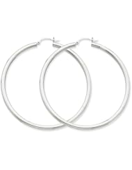 14k White Gold 3mm Round Hoop Earrings