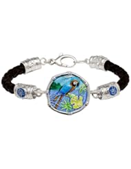 Guy Harvey Full Color Enamel Macaw Leather Bracelet