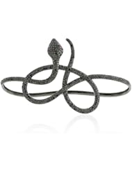 Sterling Silver Black Diamond Pave Serpent Palm Bracelet Best Friend Jewelry