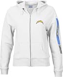 San Diego Chargers Women's White Authentic Stripe Stretch Full Zip Hooded Sweatshirt