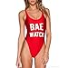 Zmart Red One Piece Letter Print Monokini Women Swimwear Sexy Bathing Suit,Red,Small