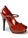 Red Pearlized Glitter Patent Mary Jane Peep Toe - 8
