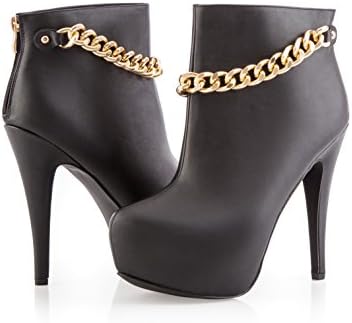 Ashley Stewart Women's Plus Size Chain Link Wide Width Platform Bootie - Size: 10, Color: Black