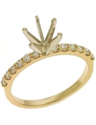 14K Yellow Gold 0.32ct Round Diamond Semi Mount Ring