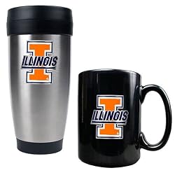 Illinois Fighting Illini NCAA Stainless Travel Tumbler And Ceramic Mug Set by Great American Products