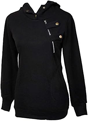 WmN FSHN Women's Casual Warm Fleece Hooded Sweatshirt W101, Black Medium