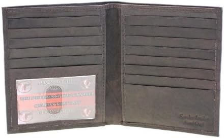 Genuine Buff-Cow Leather Men's Hipster Wallet Zippered Money Compartment