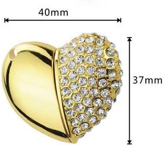 Newdigi® Real 8gb Crystal Asymmetric Heart Shape USB Flash Drive with Necklace,golden