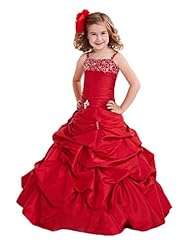 Girls  Taffeta Crystal Crystals Lace Spaghetti Strap  Ball Gown Pageant Dress/Party Dress 