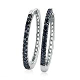 1/4ct tw Black Diamond Hoop Earrings set in Sterling SIlver 41Zm7rNMYEL. SL160 1/4ct tw Black Diamond Hoop Earrings set in Sterling SIlver