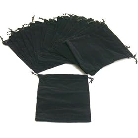 20 Pouches Black Velvet Drawstring Jewelry Bags 5.5"
