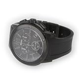 R&Co Men's Quartz Watch with Black Dial Chronograph Display and Black Rubber Strap RGS00005/46/19