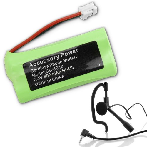 truCELL Equivalent VTECH 89-1326-00-00 / 89-1300-00-00 / 8913260000 / 89-1300-01-00 Cordless Telephone Battery & SWB Cordless Phone Headset with Boom Microphone - 2.5 mm Pin plus 4 Colored Sleeves for models 6010 , 6030 , 6031 , 6032 , 6041 , 6042 , 6043 , 6052 , 6053 and MORE !