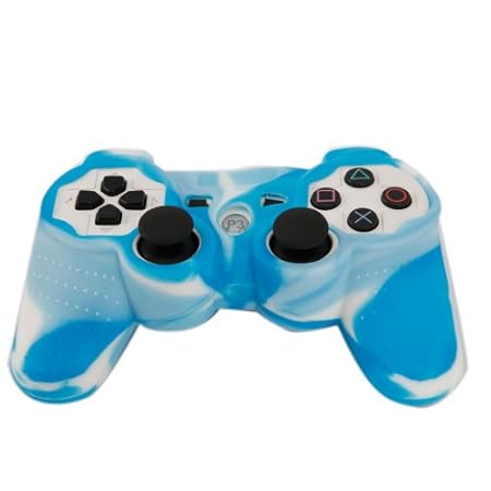 Silicone Protective Skin Case for PS3 Controller Blue-White
