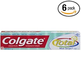Colgate Total 12-Hour Multi-Protection Toothpaste, Mint Stripe, 7.8-Ounce Tubes (Pack of 6)