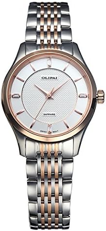 OLIPAI Women's Dress Wrist Watches Swiss Quartz with Steel Band &amp; Day