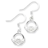 Sterling Silver Diamond-Cut Claddagh Earrings