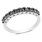 Sterling Silver 1/2 CT TDW Black Diamond Eternity Ring
