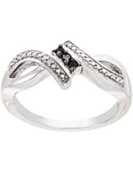 Sterling Silver Black Diamond Semi Swirl Ring (1/15 cttw)