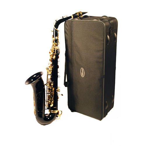 Barcelona Eb Alto Saxophone with Case, Reeds, Cleaning Rod, Polishing Cloth, Gloves, and Cork Wax - Black